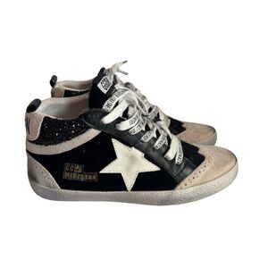Golden Goose Mid Star Glitter Leather Sneakers In Black Size EU 40